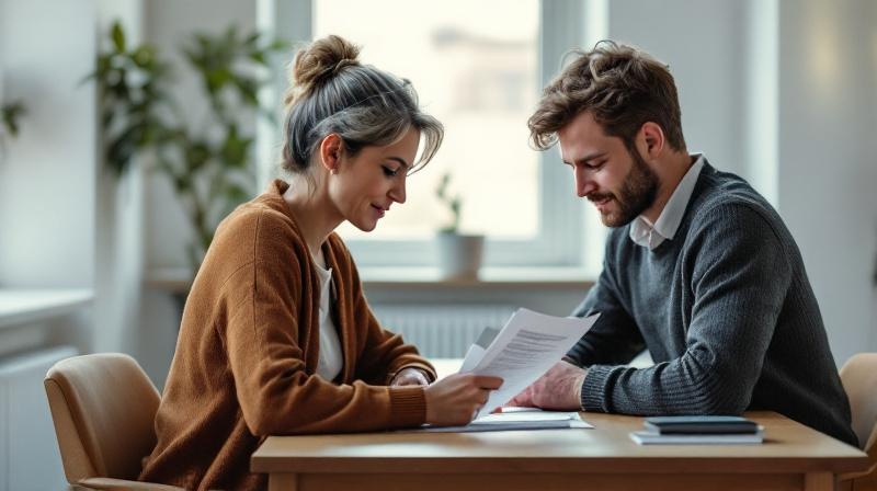 HR-Verantwortlicher arbeitet gemeinsam mit Beschäftigtem an einem Antrag nach dem Qualifizierungschancengesetz